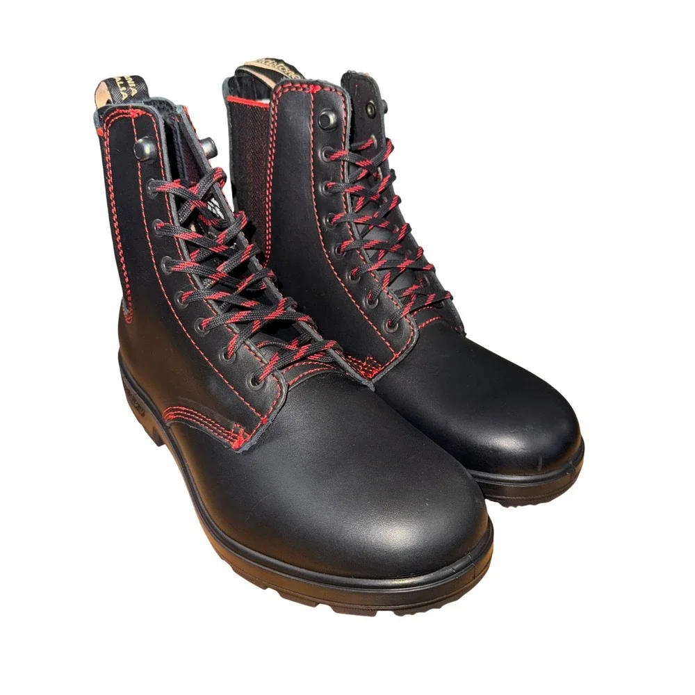 NEW Blundstone Lace-Up Boots Womens AU 5.5/ US 8.5 Black Leather Contrast Stitch - Picture 4 of 14